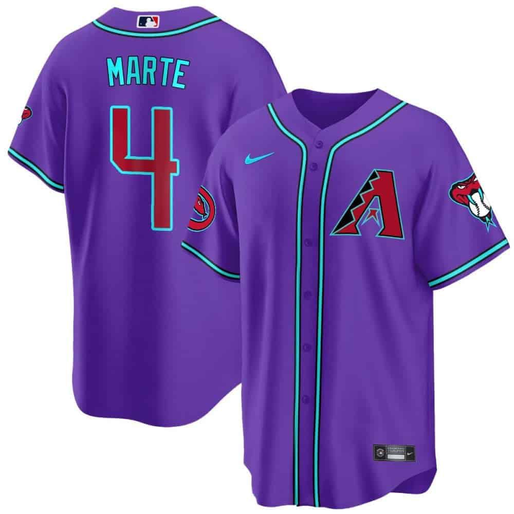 Men Arizona Diamondback #4 Marte Purple 2024 Nike Cool Base MLB Jersey